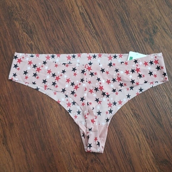 NWT Calvin Klein Pink Star Chic Feminine Trendy Seamless Thong Panty Size Large - Picture 2 of 2